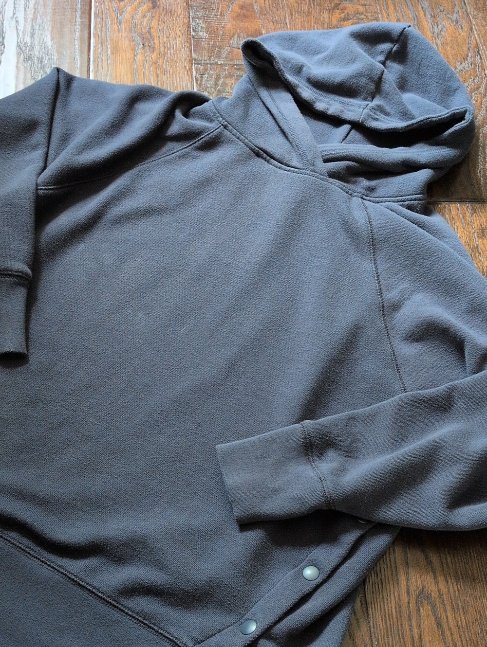 AERIE I Navy Blue Lightweight Oversized Side Snap City Hoodie Sweatshirt, S